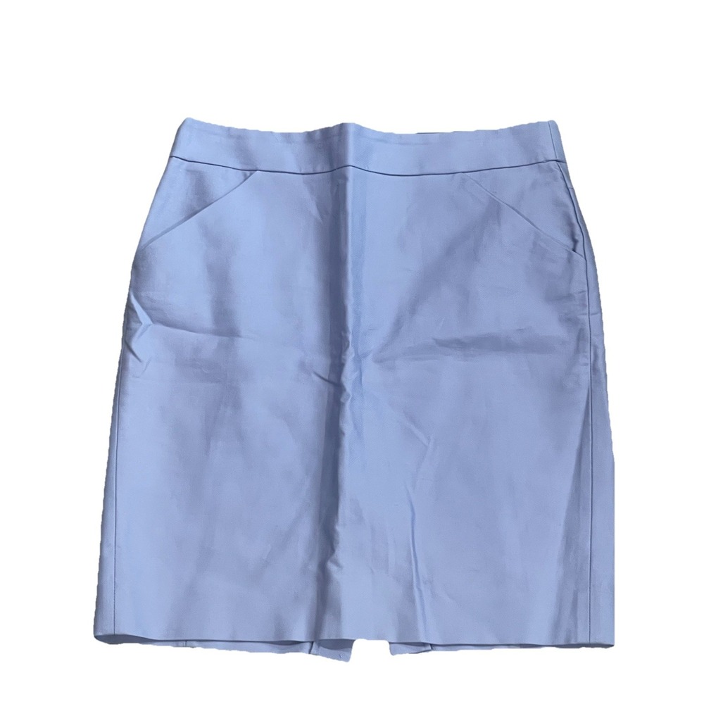 J.Crew Linen Blend Pencil Skirt Women's Size 8 Light‎ Blue Career Office EUC